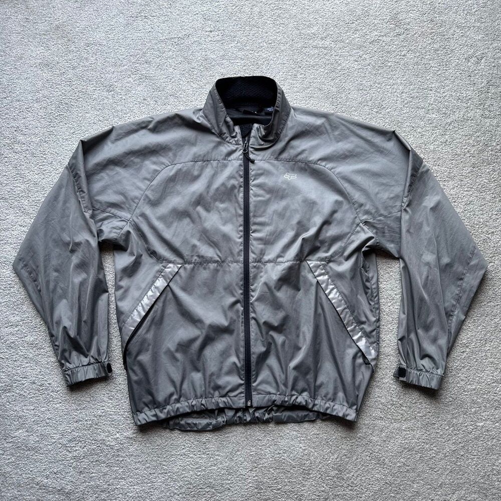 Fox Racing Gray Full Zip-Up Windbreaker Jacket